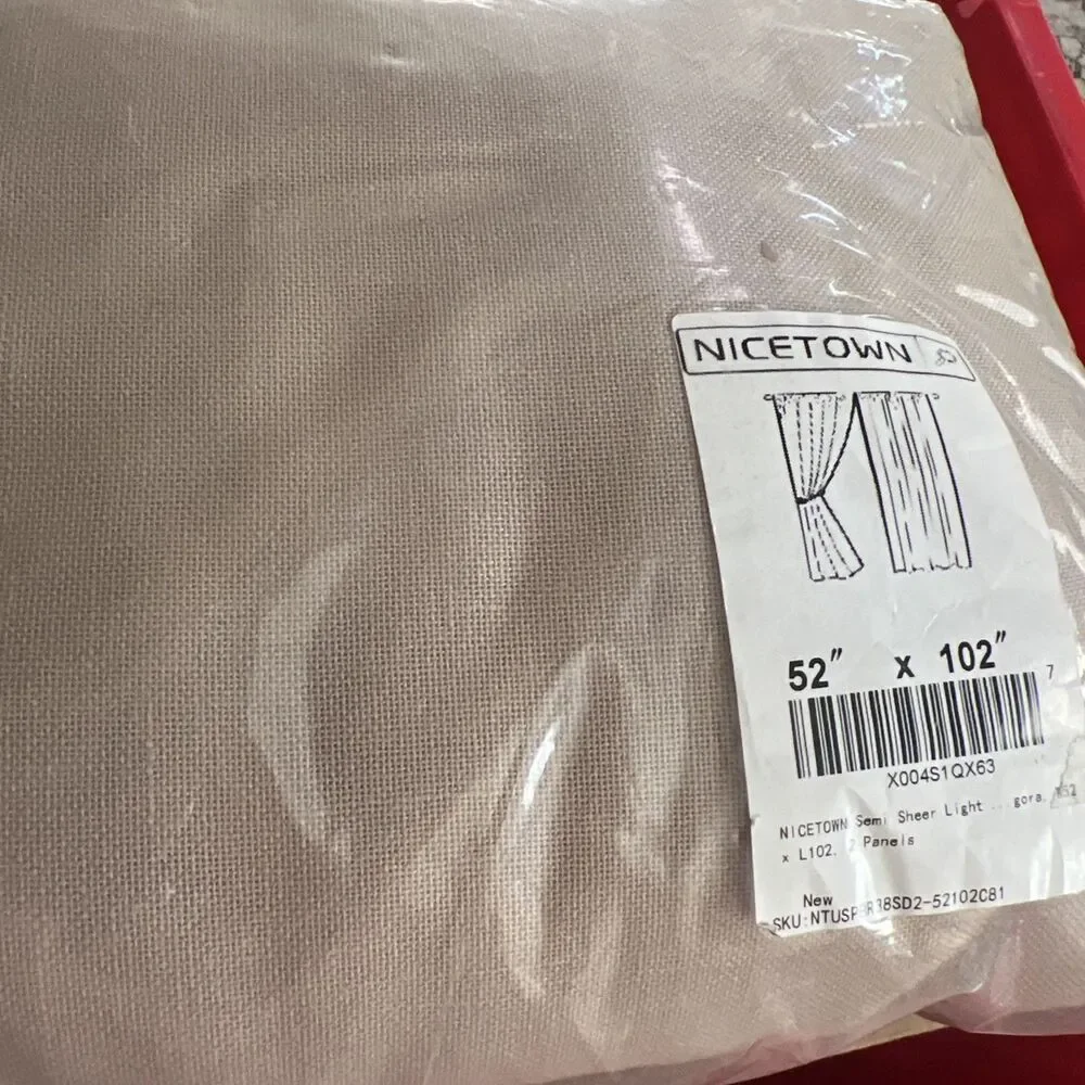 NICETOWN Semi Sheer Light Filtering 52x102 inches Long Curtains,Angora, 2 Panel